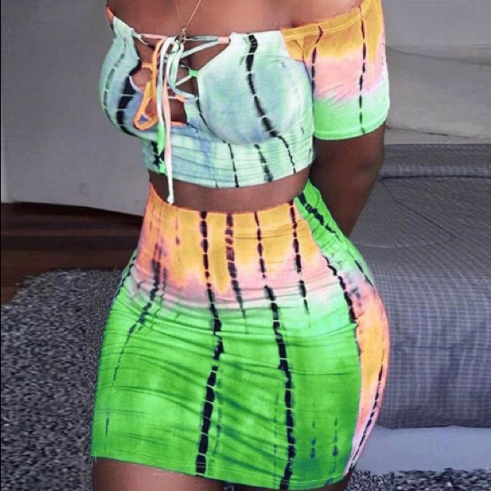 Lux noire two piece tye-dye set